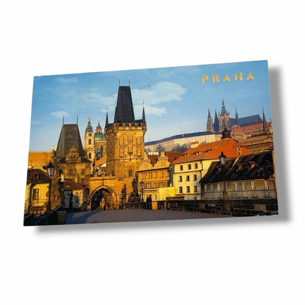 Postcard Prague Charles Bridge and Old Town Prague Czech Republic c1969 4x6 I209